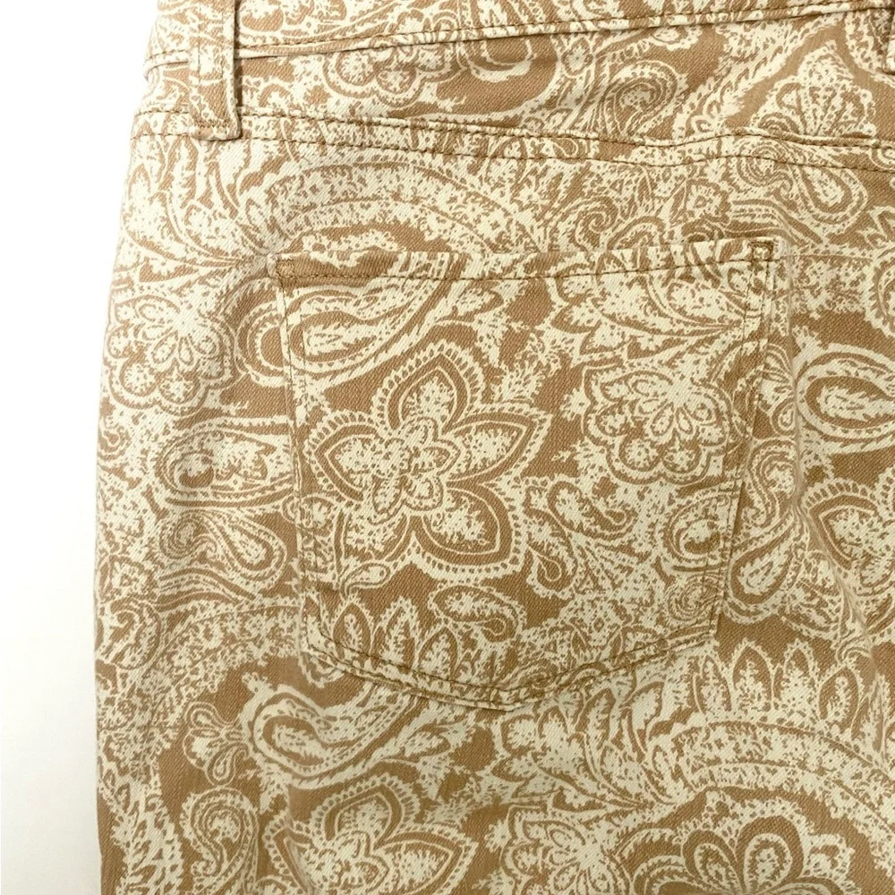 Talbots Beige Paisley-Print Slim Ankle 5 Pocket Jeans 16P